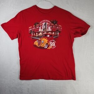 Puritan Fast Food Cafe T-Shirt Red Line Specials Car‎ Red Mens Large